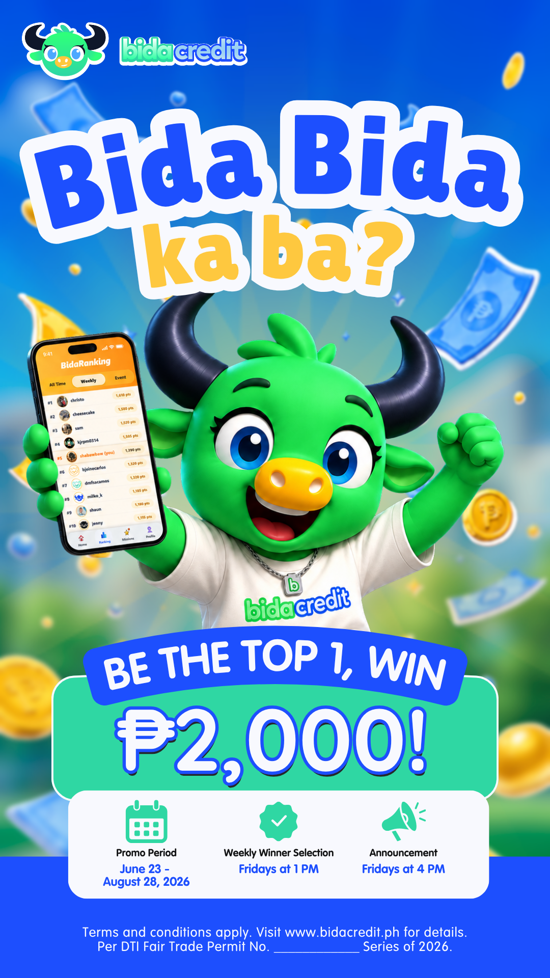 Bida-Bida Ka Ba? Weekly Giveaway Promo — Be the Top 1, Win ₱2,000!